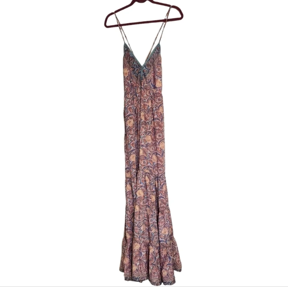 Raga Baran Paisley Print Tiered Maxi Dress In Fuschia, Size Large - Picture 5 of 11